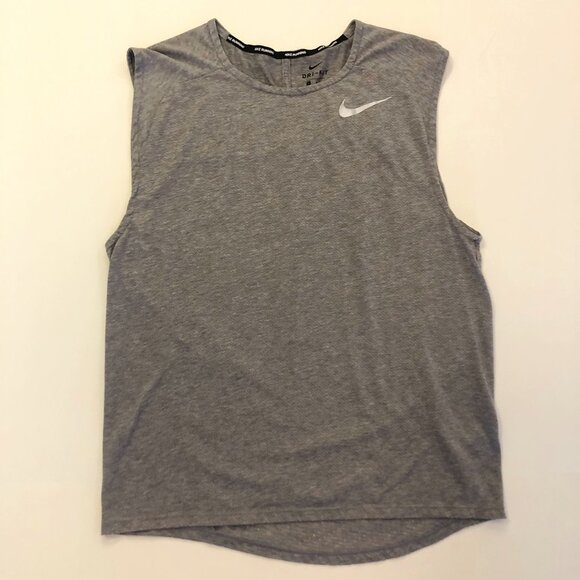 Nike Running Dri-Fit Tank Top Size M Gray Breathable - Picture 1 of 16